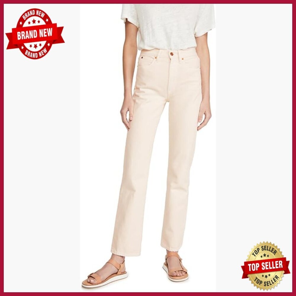 High Rise Straight Leg Jeans, Non-Stretch Denim, Classic Fit